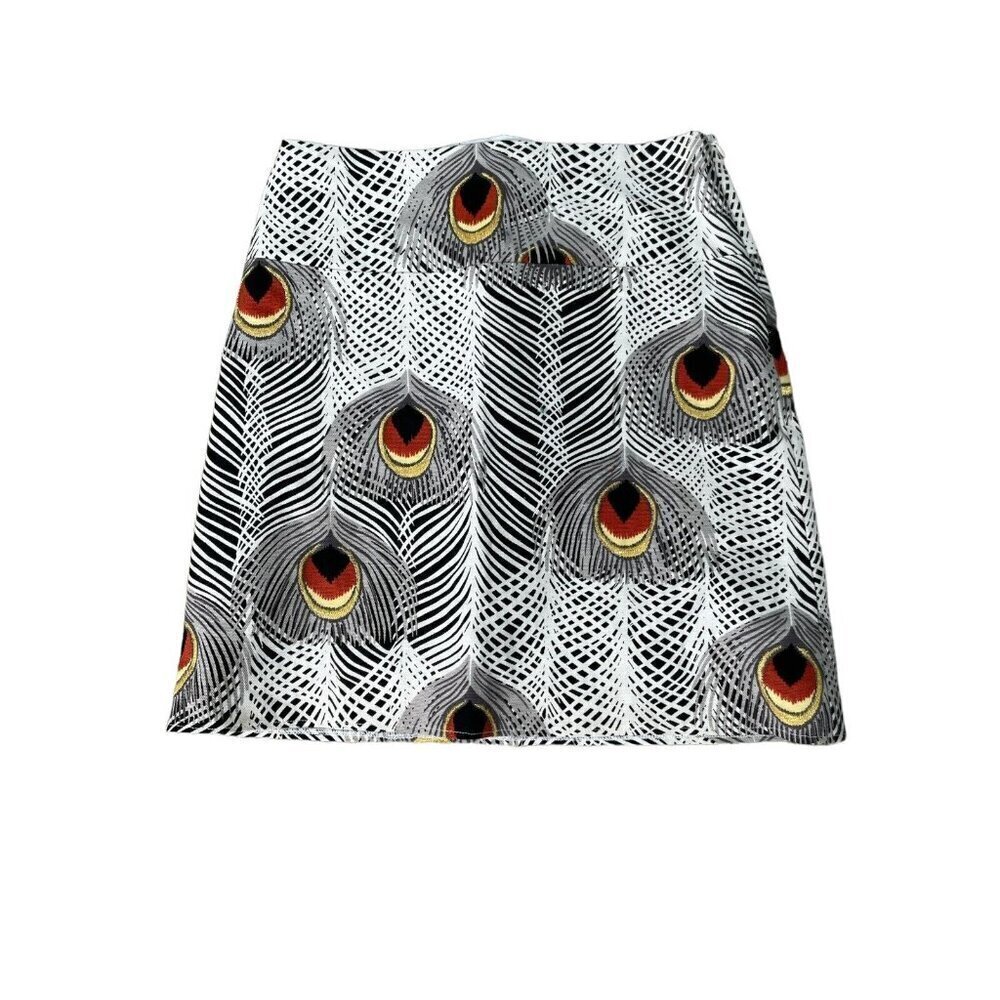 Sevier Skirts Womens Multicolor Embroidered Peacock Feather A Line Skirt Lined